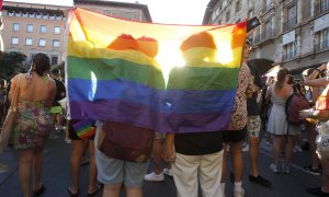Bandera LGTBI en la manifestación por el Orgullo de Mallorca, a 7 de julio de 2022.