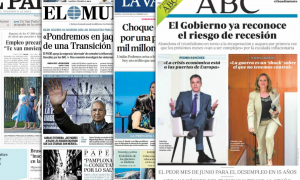 Imagen combinada de las portadas de 'El País', 'ABC', 'La Vanguardia' y 'El Mundo'.