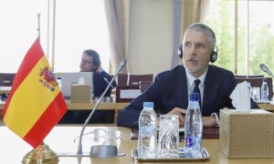 8/07/22. El ministro del Interior español, Fernando Grande Marlaska, en Rabat (Marruecos) a 8 de julio de 2022.