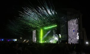 Vista general en la madrugada del sábado 9 de julio de 2022 del final del concierto de Muse en el Mad Cool Festival de Madrid (España).