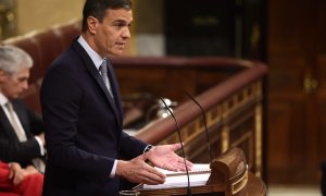 El presidente del Gobierno, Pedro Sánchez, interviene durante la primera jornada de la 26 edición del Debate sobre el Estado de la Nación, en el Congreso de los Diputados, a 12 de julio de 2022, en Madrid