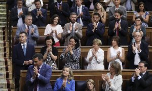 El presidente del Gobierno, Pedro Sánchez (i), durante la segunda jornada del debate sobre el Estado de la Nación este miércoles 13 de julio de 2022 en el Congreso.