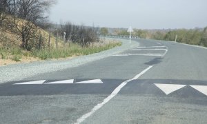 3/02/2022-Detalle de la carretera en la Dehesa de Abajo, a 3 de febrero en Sevilla (Andalucía)