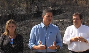 Sánchez visita las zonas afectadas por los incendios en Extremadura