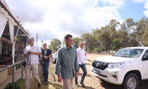 El presidente de la Junta de Andalucía, Juanma Moreno, a 4 de junio de 2022, en Huelva (Andalucía).