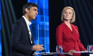 (17/07/2022) Rishi Sunak y Liz Truss durante un debate televisado en ITV, a 17 de julio de 2022.