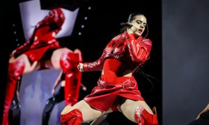 Rosalía en plena actuació al Palau Sant Jordi de Barcelona, el 23 de juliol del 2022.