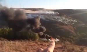 Un helicóptero se estrella en el incendio de Humanes cuando trabajaba en las labores de extinción