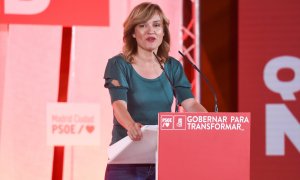 La portavoz del PSOE, Pilar Alegría, interviene durante la celebración de la primera jornada de la Convención del PSOE Madrid, a 30 de junio de 2022.