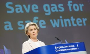 26/07/2022. La presidenta de la Comisión Europea, Ursula Von der Leyen, durante el acto de presentación de 'Ahorra gas para un invierno seguro', en Bruselas, a 20 de julio de 2022.