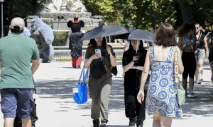 Parque de Madrid con altas temperaturas