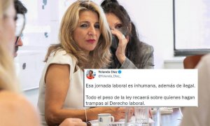 Yolanda Díaz responde a un camarero tras denunciar su abusiva jornada laboral: "Es inhumana e ilegal"