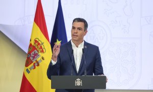 01/08/2022 El presidente del Gobierno, Pedro Sánchez, presenta el primer informe de rendición de cuentas 2022 del Gobierno de España, en el Complejo de La Moncloa, a 29 de julio de 2022, en Madrid