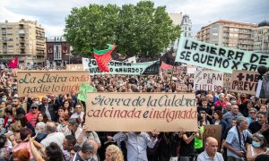 Protestas contra la Junta de Castilla y León por el incendio producido en la Sierra de la Culebra (Zamora) a 21 de junio de 2022.