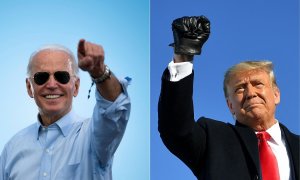 Imágenes de Joe Biden y Donald Trump en sendos actos de la campaña electoral a la Casa Blanca, en 2021.