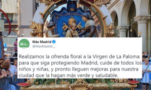 Desconcierto tuitero por la ofrenda de Más Madrid a la virgen de la Paloma: 