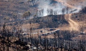 18/8/22 Humo y zona calcinada del incendio forestal que va desde Alcublas hasta las poblaciones de Bejis, Teresa, Toras y Altura en la comarca del Alto Palancia (Castellón), a 18 de agosto de 2022.