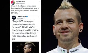 Los tuiteros estallan contra el chef Dabiz Muñoz tras defender que "pagar 365 euros por una comida no es de ricos": "Vive en un mundo paralelo"