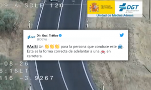 La DGT aplaude a un conductor por adelantar a un ciclista de forma correcta: "Así, sí"