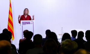 La presidenta de En Comú Podem en el Parlament, Jéssica Albiach, protagoniza una conferencia bajo el título "¡Potenciemos Cataluña!" el 6 de septiembre de 2022.