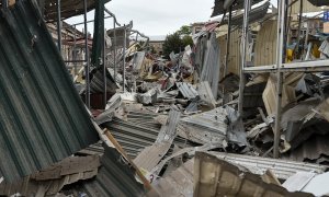 11/09/2022 Un mercado destruido por un ataque aéreo ruso en Dnipro, Ucrania