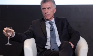 9/7/21 El expresidente de Argentina Mauricio Macri bebe agua durante la inauguración del XIV Foro Atlántico 'Iberoamérica: democracia y libertad en tiempos recios', a 9 de julio de 2021, en la Casa América, Madrid, (España).