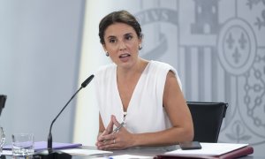 La ministra de Igualdad, Irene Montero, en una rueda de prensa posterior al Consejo de Ministros, a 30 de agosto de 2022, en Madrid.