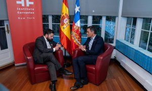 El presidente del Gobierno, Pedro Sánchez, junto con su homólogo de Chile, Gabriel Boric, en el acto celebrado en Nueva York, a 21 de septiembre de 2022.