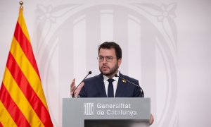 El presidente de la Generalitat, Pere Aragonès, comparece tras la celebración del Consell Executiu en el Palau de la Generalitat, a 2 de agosto de 2022, en Barcelona.