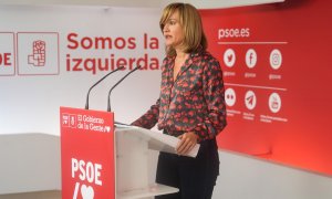 La portavoz de la Ejecutiva del PSOE y ministra de Educación y Formación Profesional, Pilar Alegría, aborda temas de la actualidad política en declaraciones a los medios de comunicación, este domingo en la sede del PSOE en Madrid