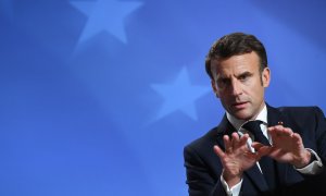 El presidente francés, Emmanuel Macron, durante una conferencia de prensa en la Cumbre de la UE, a 21 de octubre de 2022.