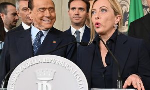 Silvio Berlusconi y Giorgia Meloni, en el Palacio del Quirinal, en Roma.