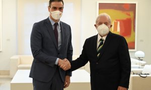 El presidente del Gobierno, Pedro Sánchez, junto al expresidente de Brasil y candidato electoral, Lula Da Silva, en noviembre de 2021.