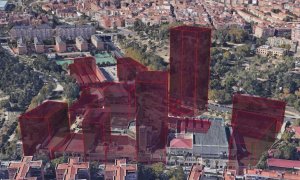 Simulación de las torres que el Ayuntamiento de Madrid pretende levantar en el terreno del centro comercial de la Ermita del Santo.