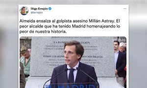 Los tuiteros alucinan con la reivindicación de Almeida del general golpista Millán-Astray: "Le ha faltado gritar un '¡muera la inteligencia!'"