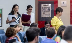 La ministra de Justicia, Pilar Llop, la de Igualdad, Irene Montero, y la ministra Portavoz, Isabel Rodríguez, a su llegada a una rueda de prensa posterior a la reunión del Consejo de Ministros, en el Palacio de La Moncloa. E.P./Alberto Ortega