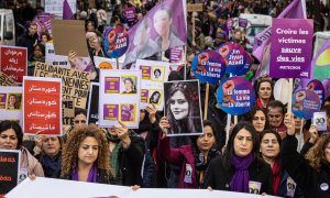 Manifestación en Francia contra la violencia machista y la inacción judicial.