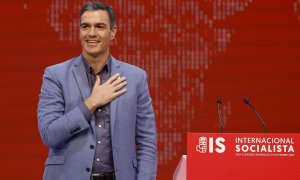 El presidente de Gobierno y secretario general del PSOE, Pedro Sánchez, durante su participación este domingo en la clausura del XXVI Congreso de la Internacional Socialista