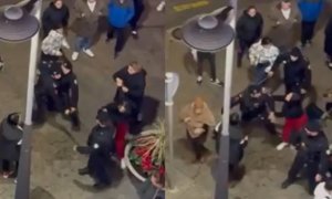 Captura de uno de los vídeos de la agresión policial a tres mujeres en Ceuta cuando celebraban la victoria de Marruecos en el Mundial de  Fútbol.