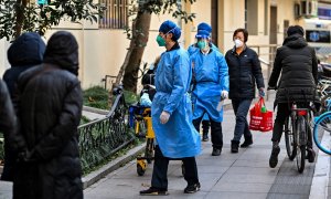 Imágenes a las afueras de un hospital en China.