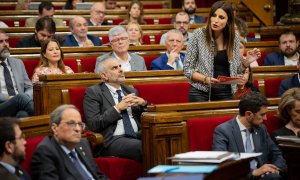 La portavoz de Ciudadanos en el Parlament de Cataluña, Lorena Roldánd interviene durante una sesión plenaria en el Parlament de Catalunya,