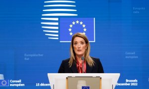 La presidenta del Parlamento Europeo, Roberta Metsola, en Bruselas a 15 de diciembre de 2022