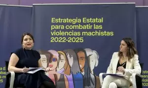 Irene Montero y Ángela Rodríguez Pam, en la presentación de la Estrategia Estatal para combatir las Violencias Machistas 2022-2025, a 17 de enero de 2023, en Madrid (España).