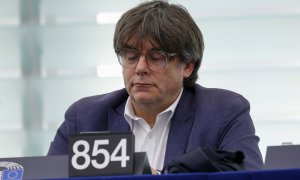 Carles Puigdemont durante un debate en el Parlamento Europeo de Estrasburgo, Francia, a 18 de enero de 2023.