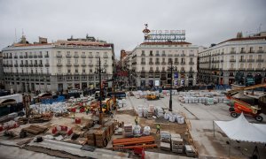 Vista panorámica de las obras de la Puerta del Sol, a 21 de noviembre de 2022, en Madrid.