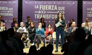 21/01/2023 La secretaria general de Podemos y ministra de Derechos Sociales y Agenda 2030, Ione Belarra, interviene en un acto de la ruta 'La fuerza que transforma', en el Centro Cívico Río Ebro, a 21 de enero de 2023, en Zaragoza, Aragón (España). Podemo