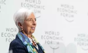 La presidenta del Banco Central Europeo, Christine Lagarde, habla en la sesión Finding Europe's New Growth durante la Reunión Anual del Foro Económico Mundial 2023 en Davos
