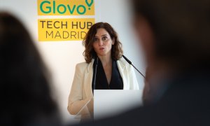 Imagen de archivo de Isabel Díaz Ayuso, presidenta de la Comunidad de Madrid, en un acto organizado por Glovo en octubre de 2021.