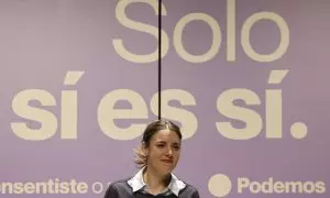 Irene Montero en un acto de Podemos