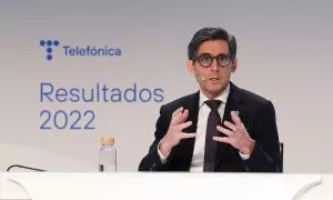 El presidente de Telefónica, José María Alvarez-Pallete, en la presentación de resultados anuales de la compañía, en Madrid.